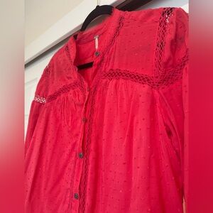 Free People Blouse with lace details, L